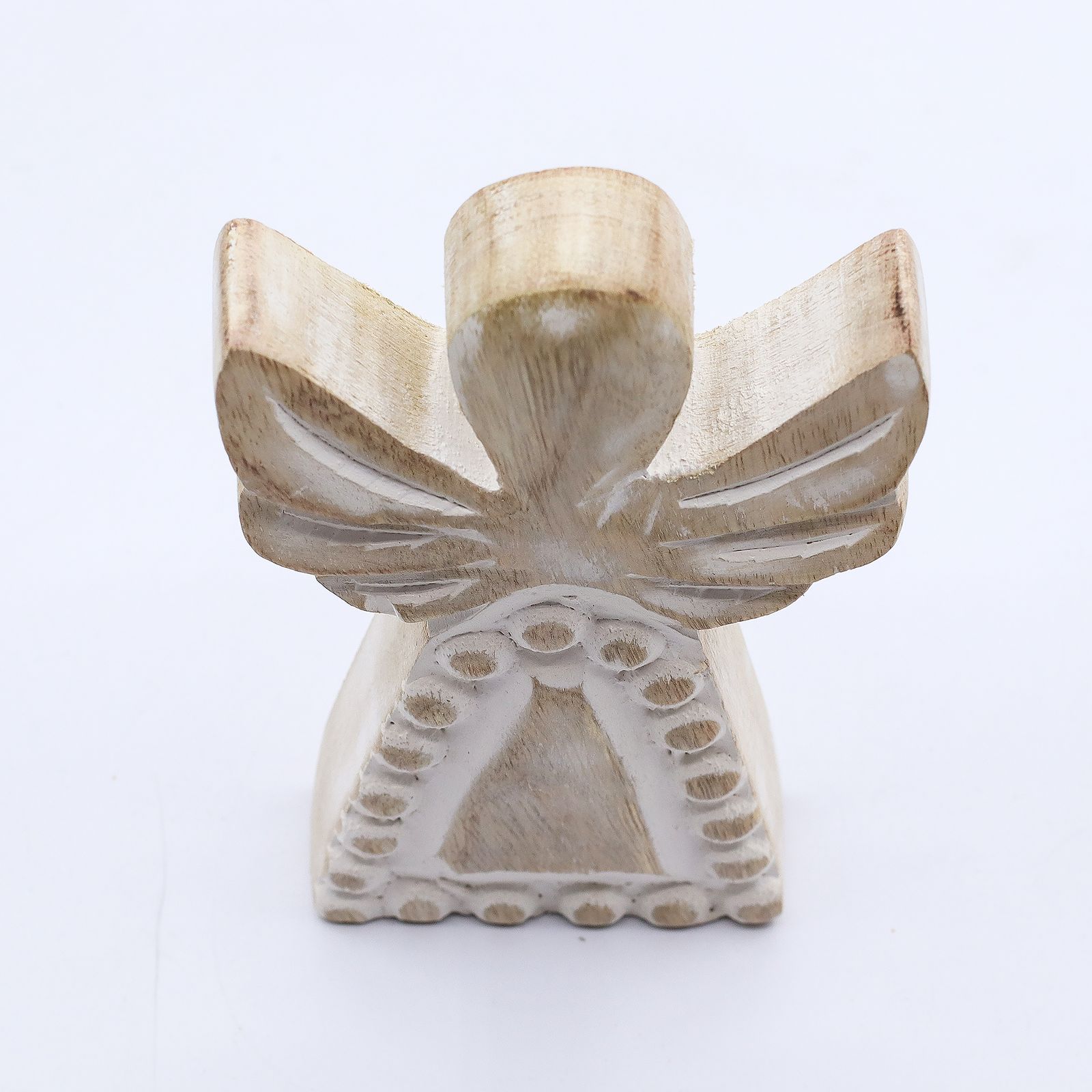 Ángel de madera de mango - lavado blanco - Imagen 7