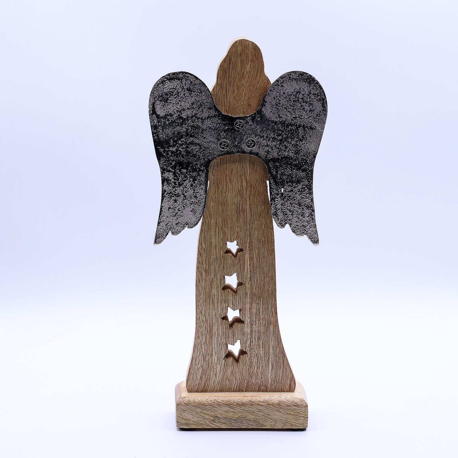 Gran estrella de madera de mango, alas de ángel metálicas y detalle esmaltado - Imagen 4