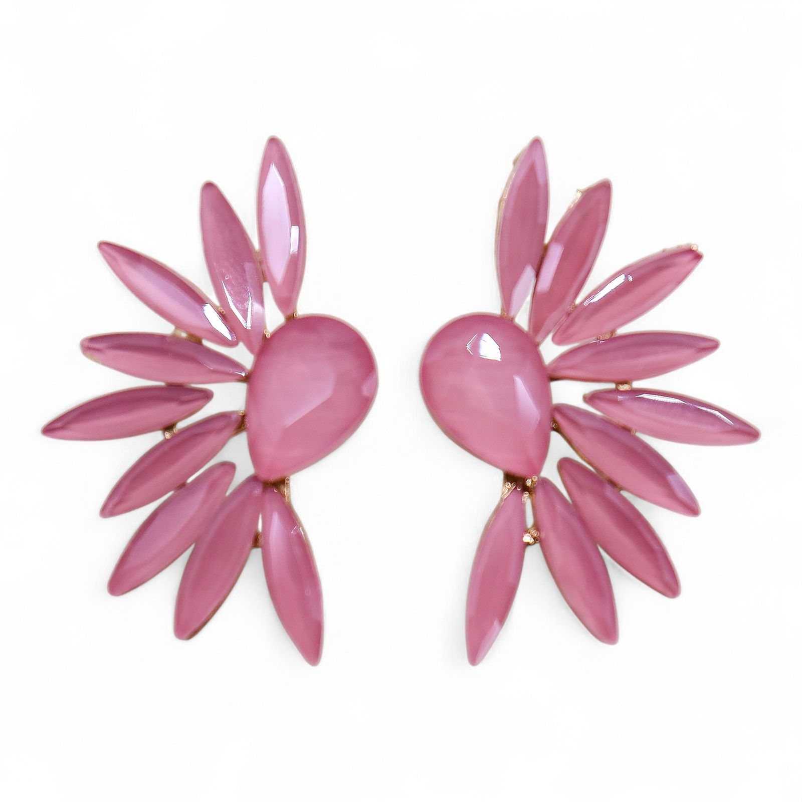 Pendientes de Cristal Vintage - Alas de ángel - Cuarzo Rosa